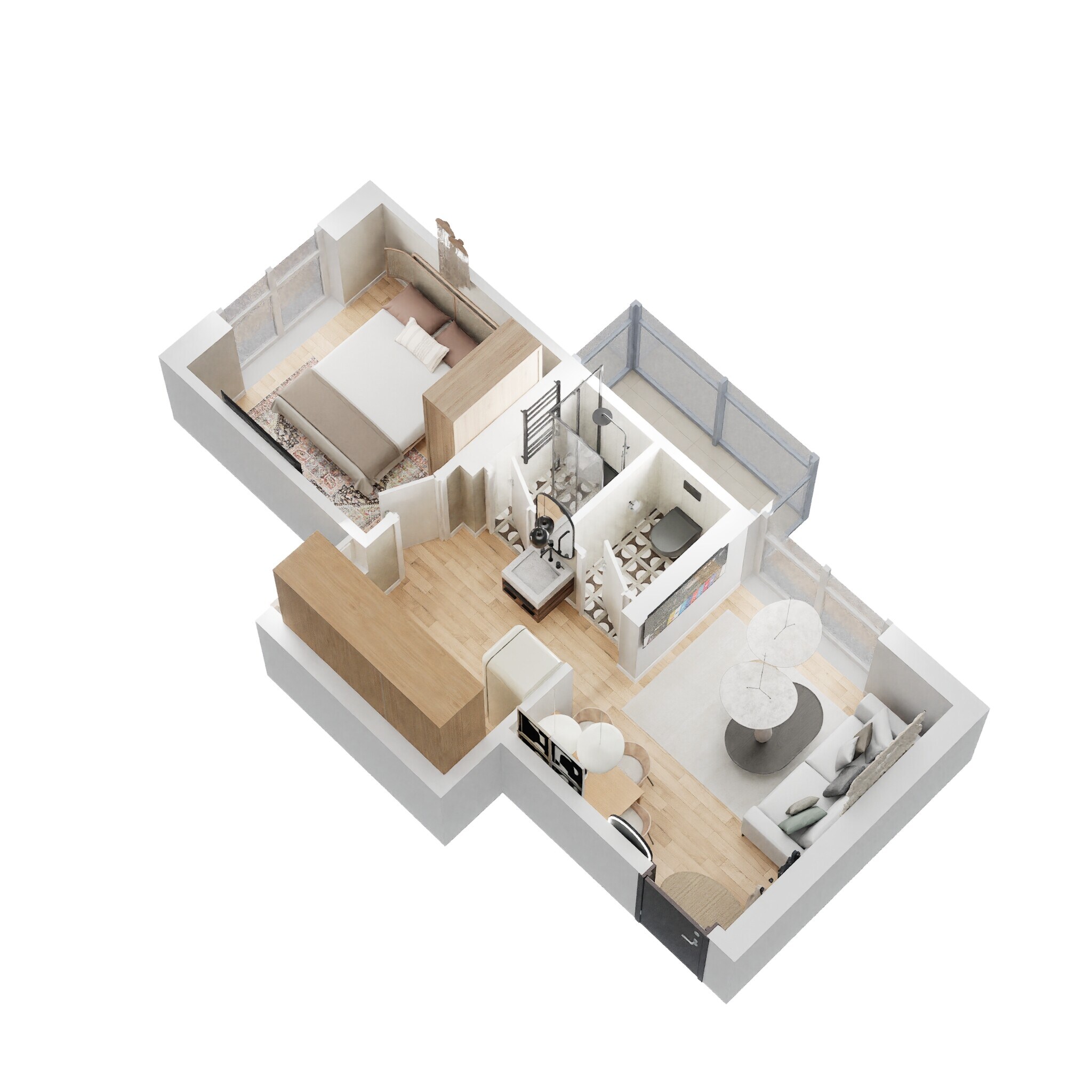 Floor plan of 1 BHK 313 Sq. Ft. Apartment in Puraniks Unicorn, Thane