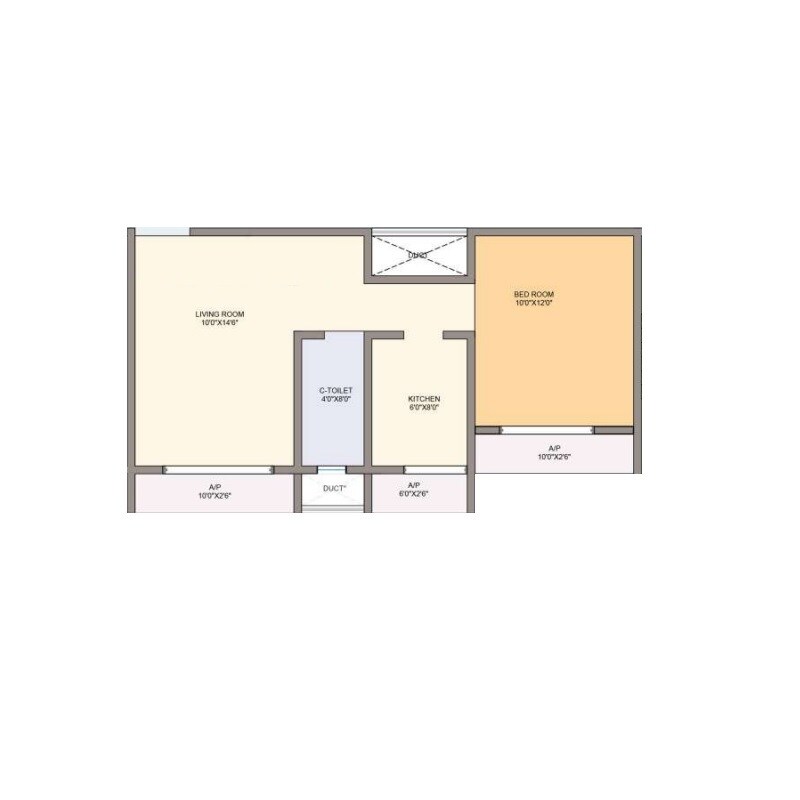 Floor plan of 1 BHK 462 Sq. Ft. Apartment in Quba Asma Garden, Thane