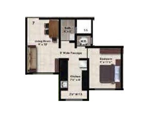 Floor plan of 1 BHK 452 Sq. Ft. Apartment in Rai Ashtami, Thane