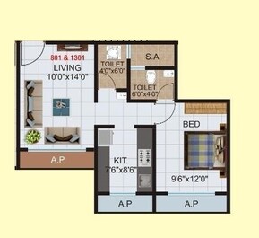 1 BHK 470 Sq. Ft. Apartment in Raj Empires