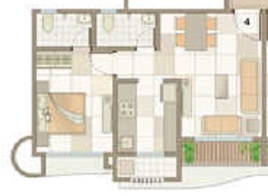 Floor plan of 1 BHK 423 Sq. Ft. Apartment in Raj Estate, Thane