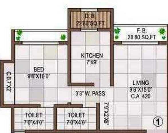 1 BHK 681 Sq. Ft. Apartment in Raj G N Residency