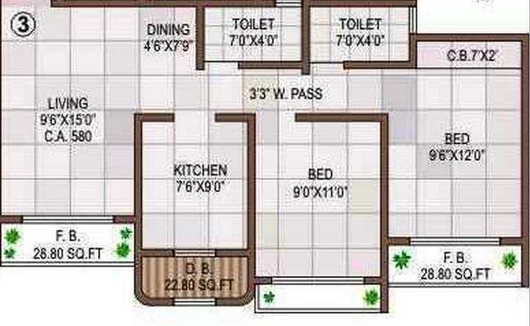 2 BHK 1025 Sq. Ft. Apartment