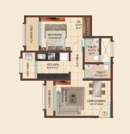 1 BHK 412 Sq. Ft. Apartment in Raj Heritage 1