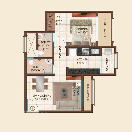 1 BHK 448 Sq. Ft. Apartment