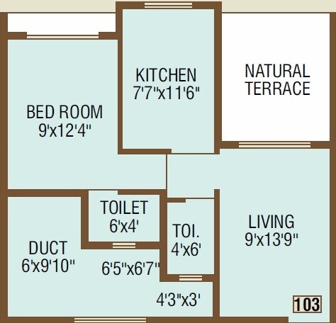 1 BHK 400 Sq. Ft. Apartment
