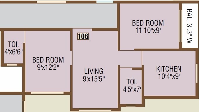 2 BHK 481 Sq. Ft. Apartment