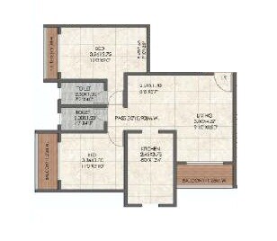 Floor plan of 2 BHK 850 Sq. Ft. Apartment in Rajendra Navkar Heights, Thane