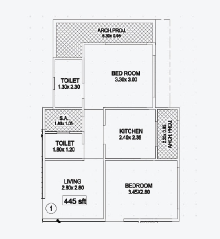 1 BHK 445 Sq. Ft. Apartment in Raj Nilyog Apartment