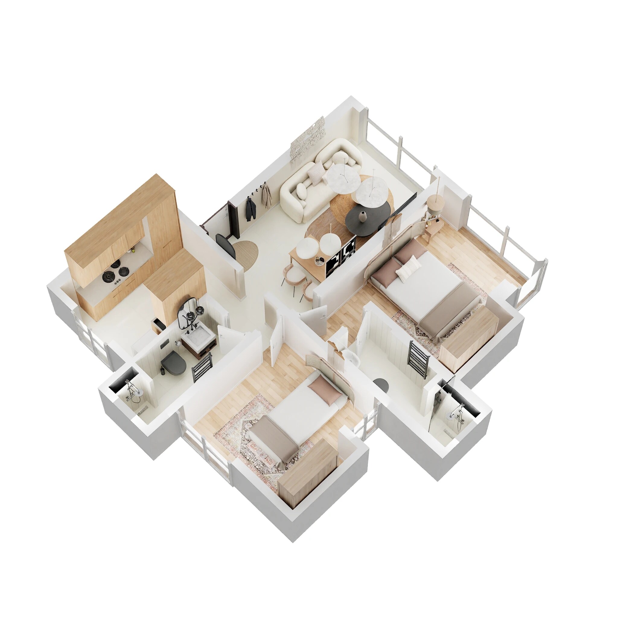 Floor plan of 2 BHK Apartment - 670 sq. ft. in Ram Pushpanjali Residency, Thane