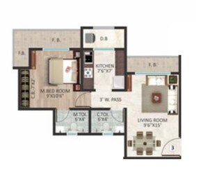 1 BHK 419 Sq. Ft. Apartment in Ramdev Silver Square