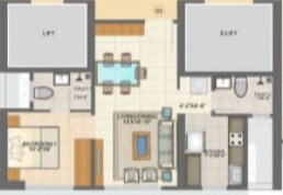 Floor plan of 1 BHK 450 Sq. Ft. Apartment in Rashmi Hetal, Thane