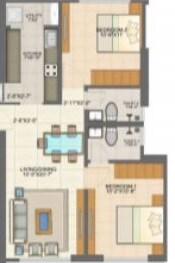 Floor plan of 2 BHK 531 Sq. Ft. Apartment in Rashmi Hetal, Thane