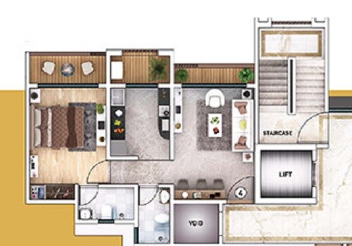 Floor plan of 1 BHK 535 Sq. Ft. Apartment in Rassaz Greens, Thane