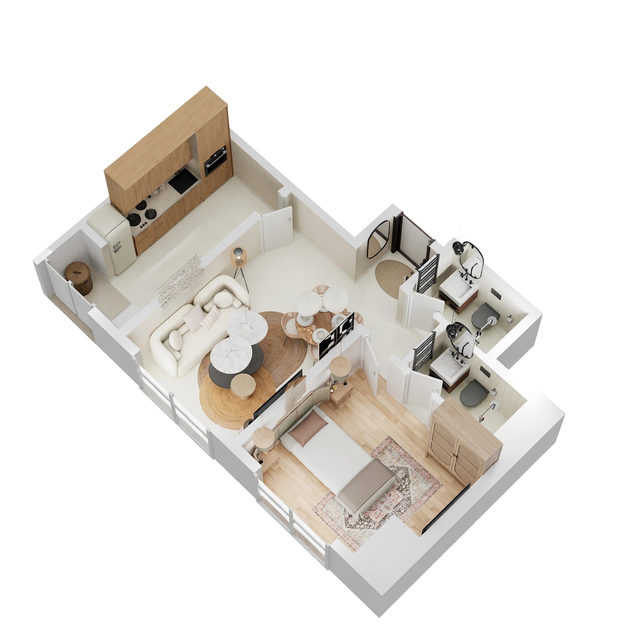 Floor plan of 1 BHK 425 Sq. Ft. Apartment in Raunak 108, Thane
