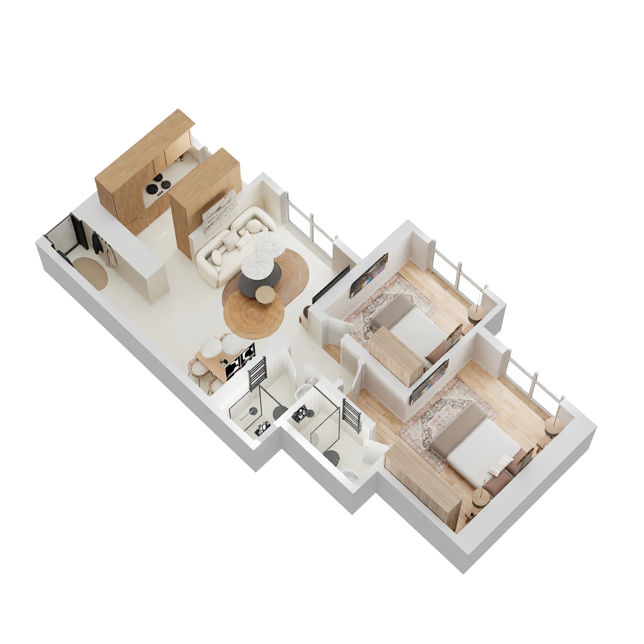 Floor plan of 2 BHK 620 Sq. Ft. Apartment in Raunak Bliss, Thane