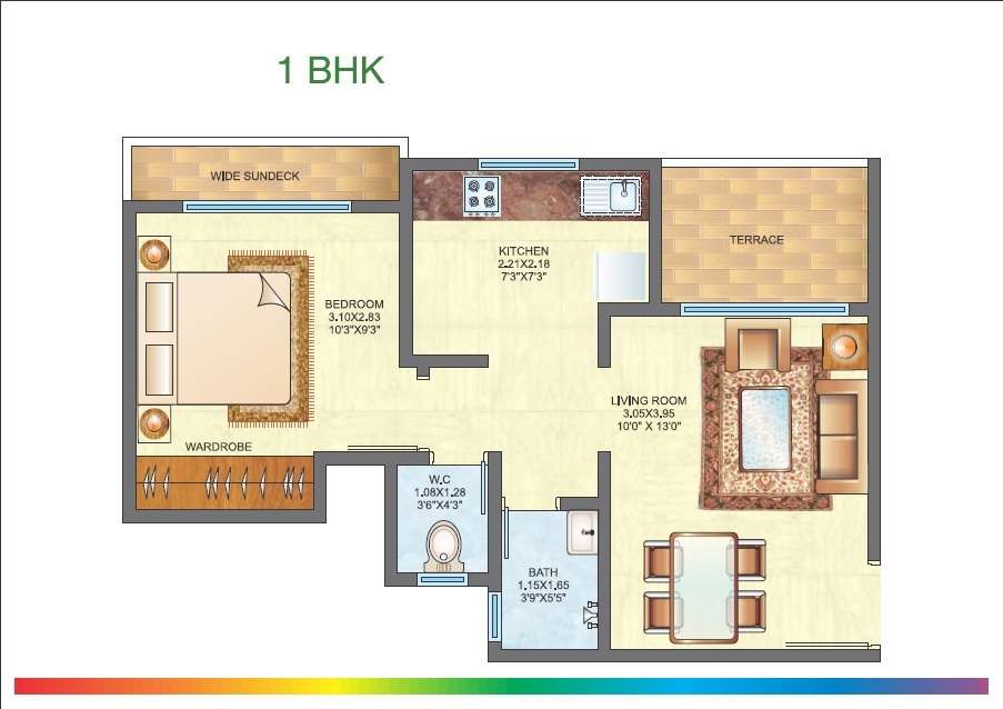 1 BHK 391 Sq. Ft. Apartment in Raunak City Sector 2 B7