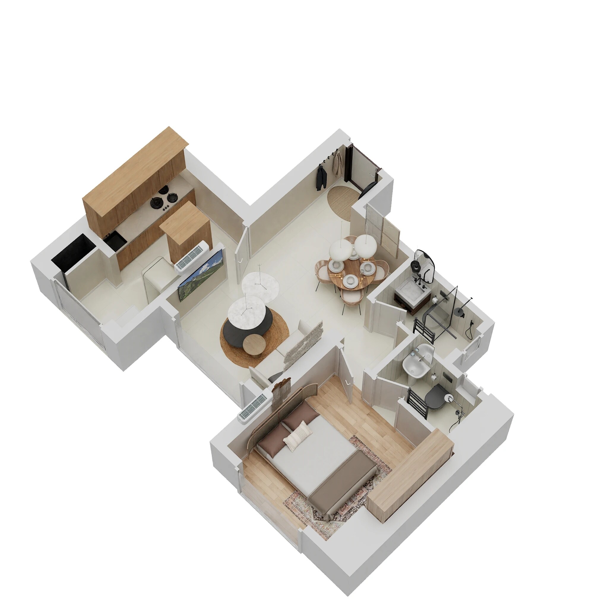 Floor plan of 1 BHK 405 Sq. Ft. Apartment in Raunak Codename Hundred Percent, Thane