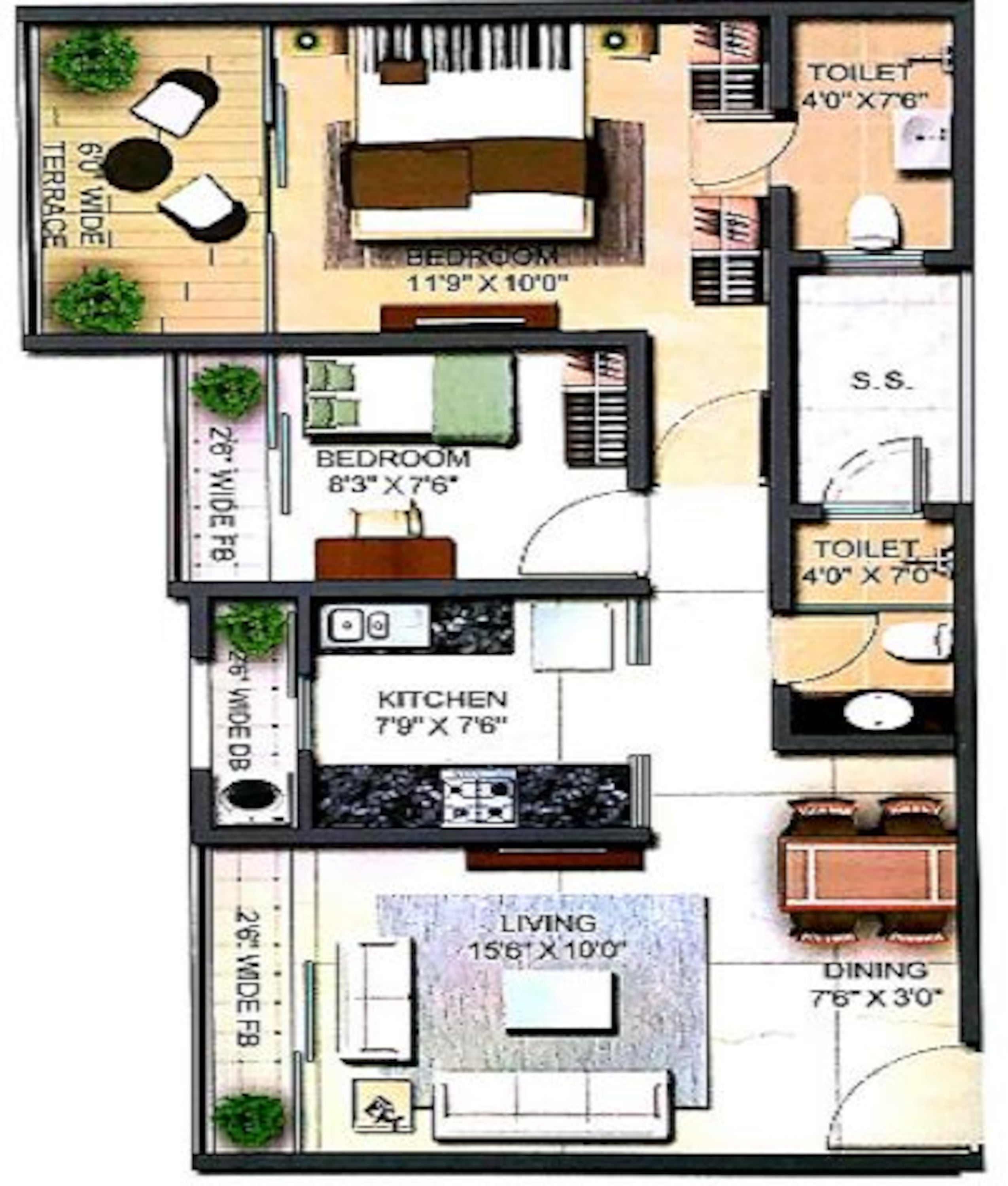 raunak codename urban centre apartment 2bhk 605sqft 21