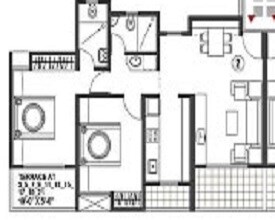Floor plan of 2 BHK 1054 Sq. Ft. Apartment in Raunak Laxmi Narayan Residency, Thane