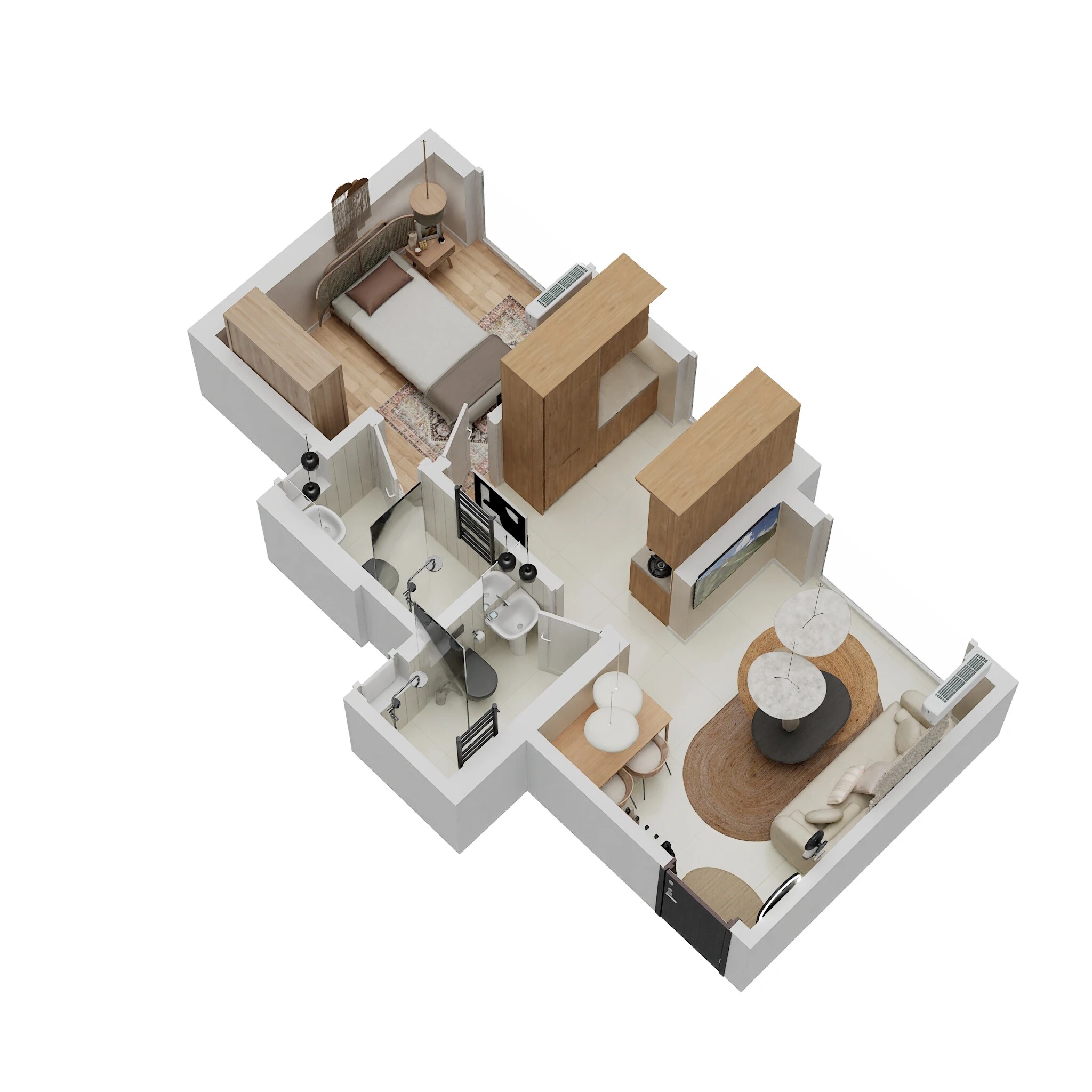 Floor plan of 1 BHK 360 Sq. Ft. Apartment in Raunak Serene, Thane