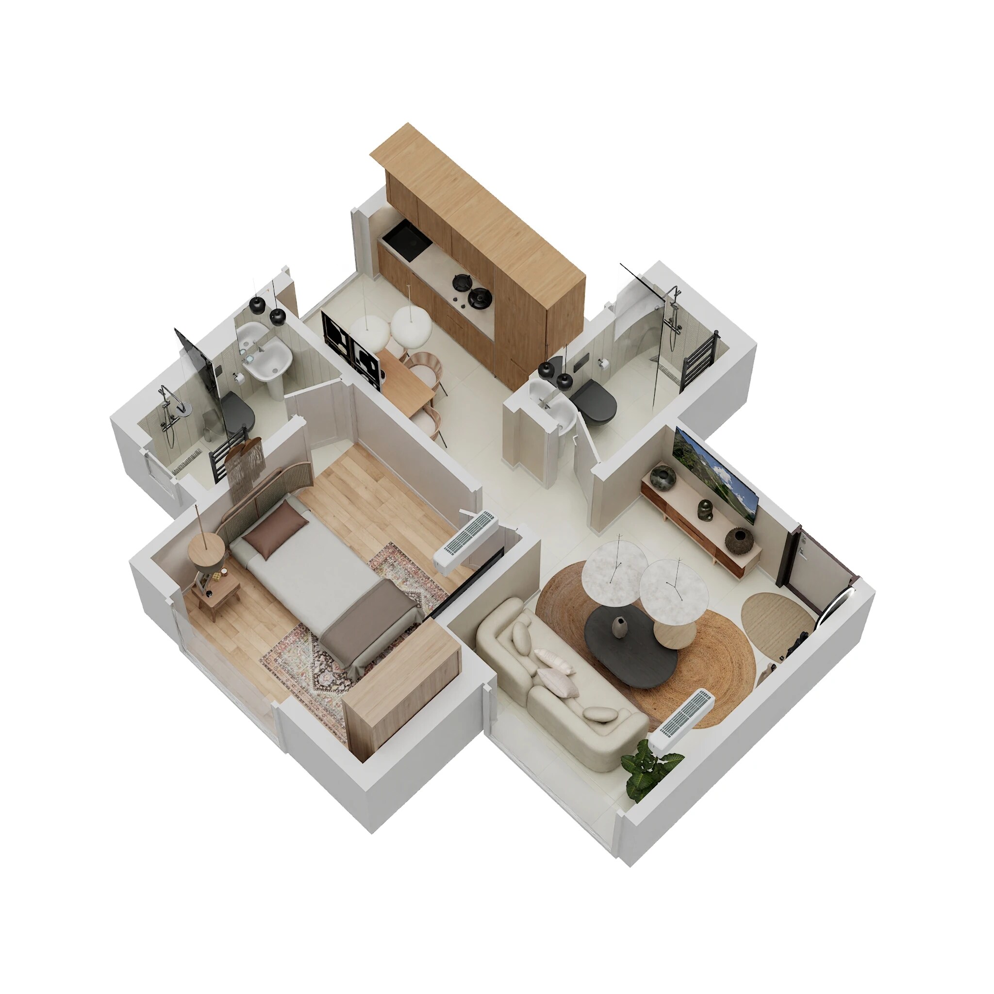 Floor plan of 1 BHK 370 Sq. Ft. Apartment in Raunak Serene, Thane
