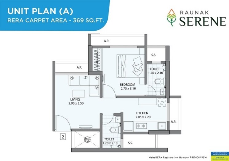 Other, raunak-serene 1 Bedroom 369 Sq.Ft. Apartment In Pokhran Road No One Thane 8964059