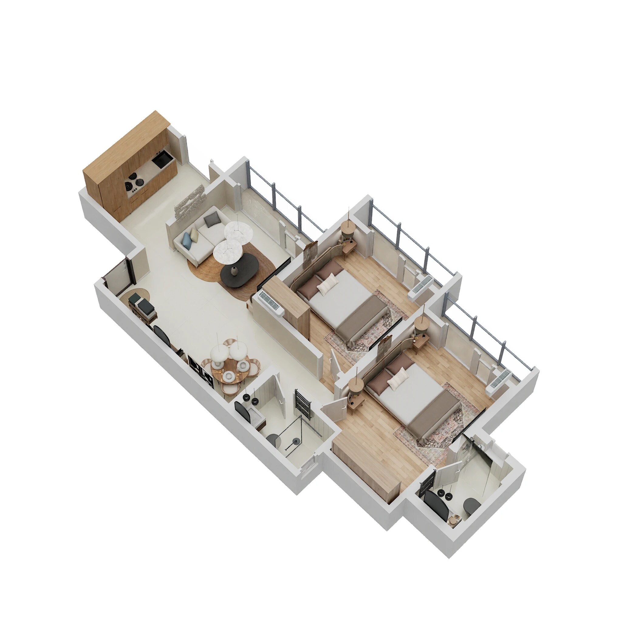 Floor plan of 2 BHK 650 Sq. Ft. Apartment in Raunak Unnathi Woods Supreme, Thane