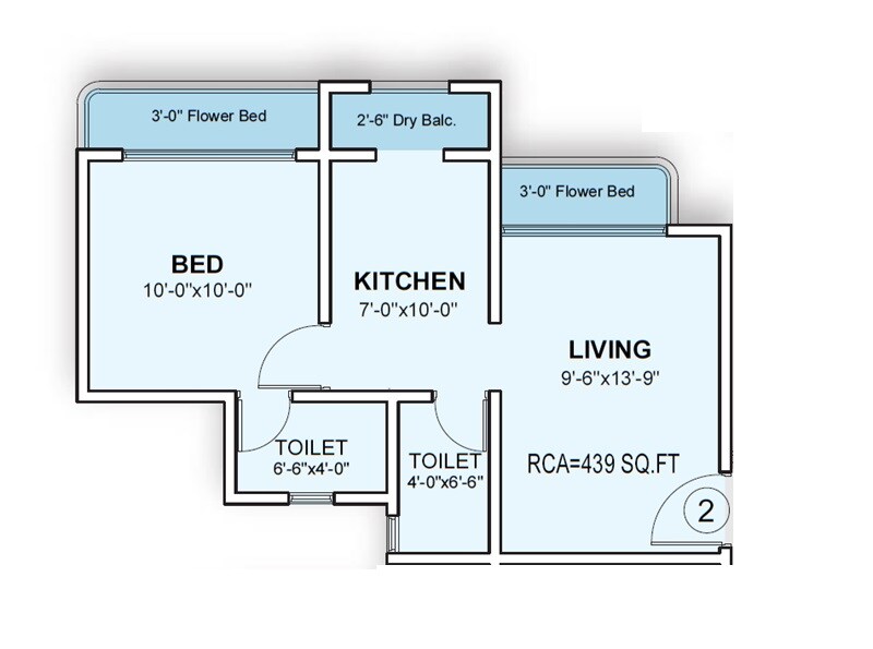 Floor plan of 1 BHK 429 Sq. Ft. Apartment in Ravi Gaurav Crest, Thane
