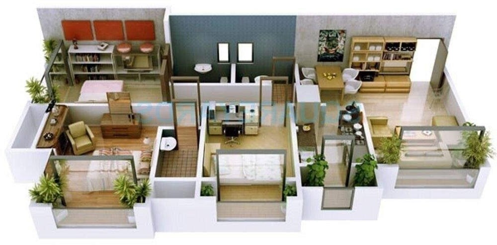 Floor plan of 2 BHK 850 Sq. Ft. Apartment in Ravi Gaurav Excellency, Thane