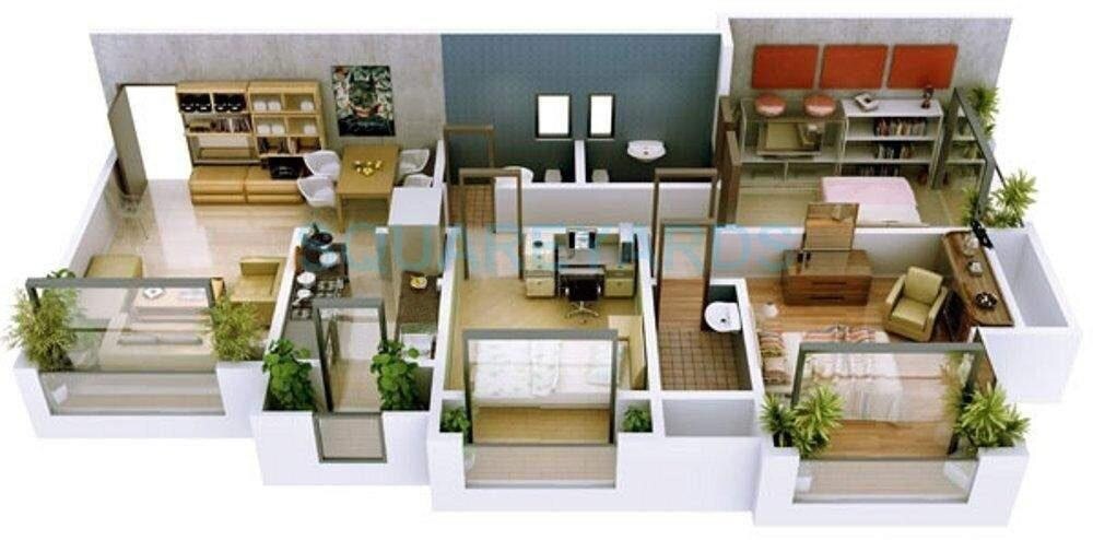 Floor plan of 2 BHK 750 Sq. Ft. Apartment in Ravi Gaurav Excellency, Thane