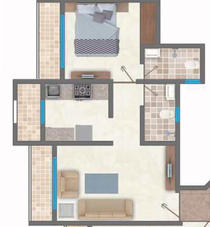 1 BHK 373 Sq. Ft. Apartment