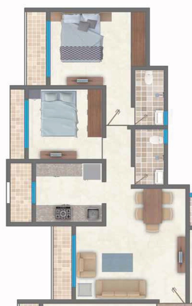 2 BHK 544 Sq. Ft. Apartment