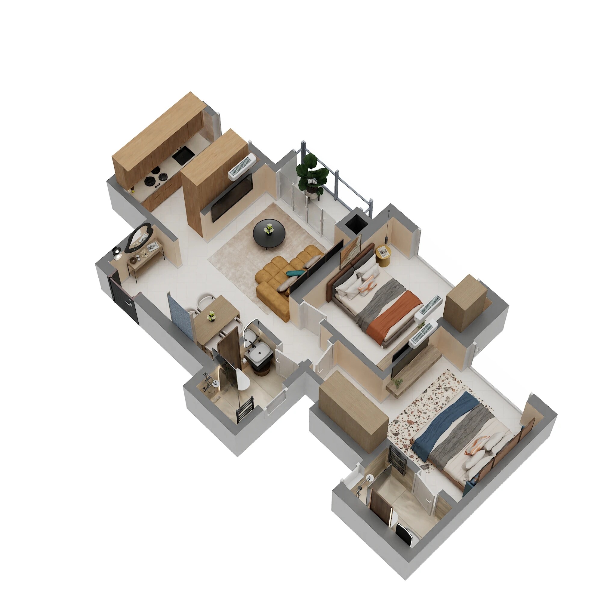 2 BHK 615 Sq. Ft. Apartment