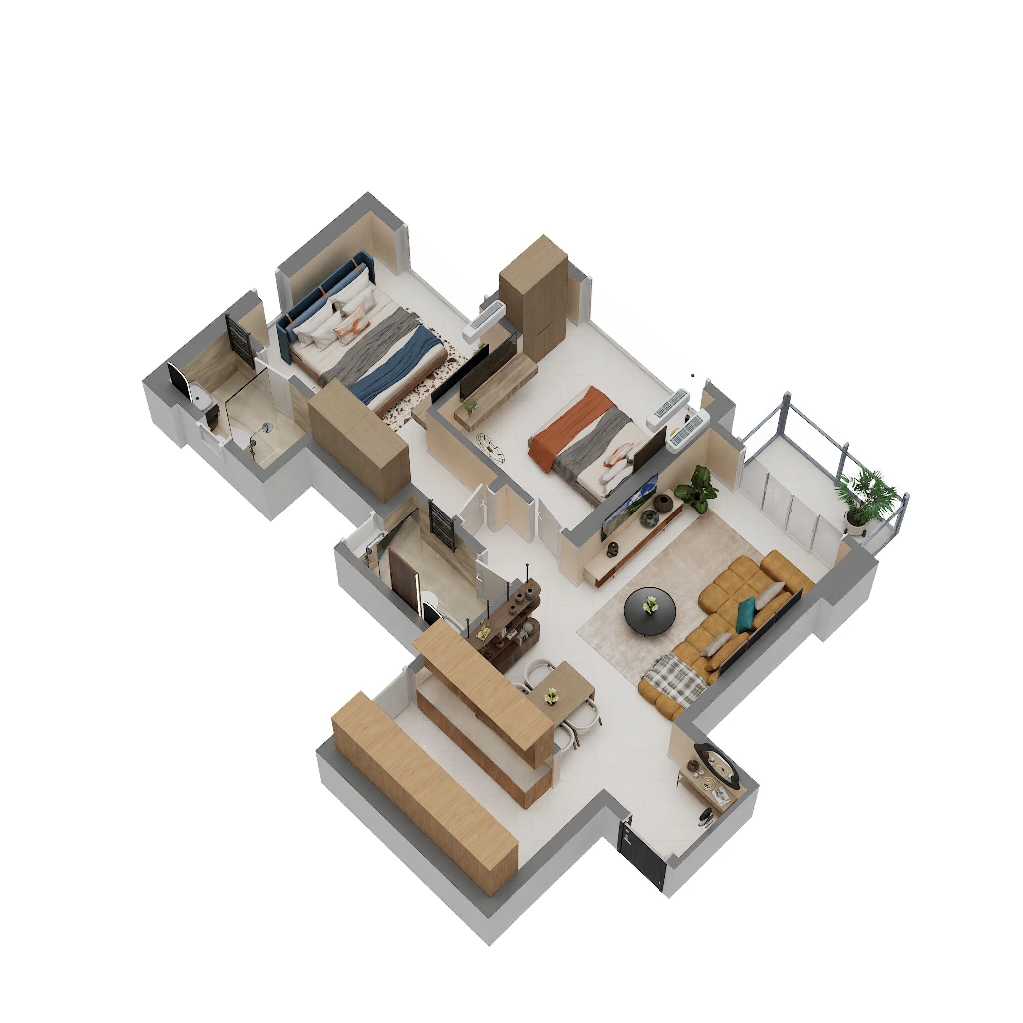 2 BHK 711 Sq. Ft. Apartment