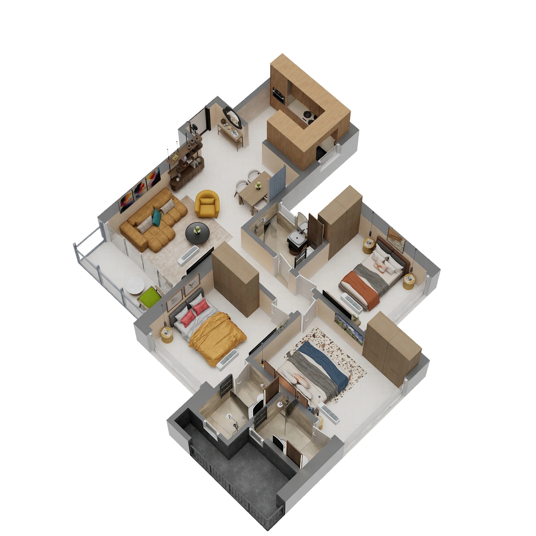 3 BHK 814 Sq. Ft. Apartment