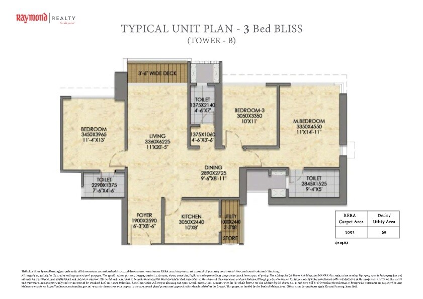 3 BHK 1093 Sq. Ft. Apartment