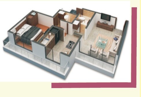 Floor plan of 1 BHK 439 Sq. Ft. Apartment in RDP Shanti Luxuria, Thane