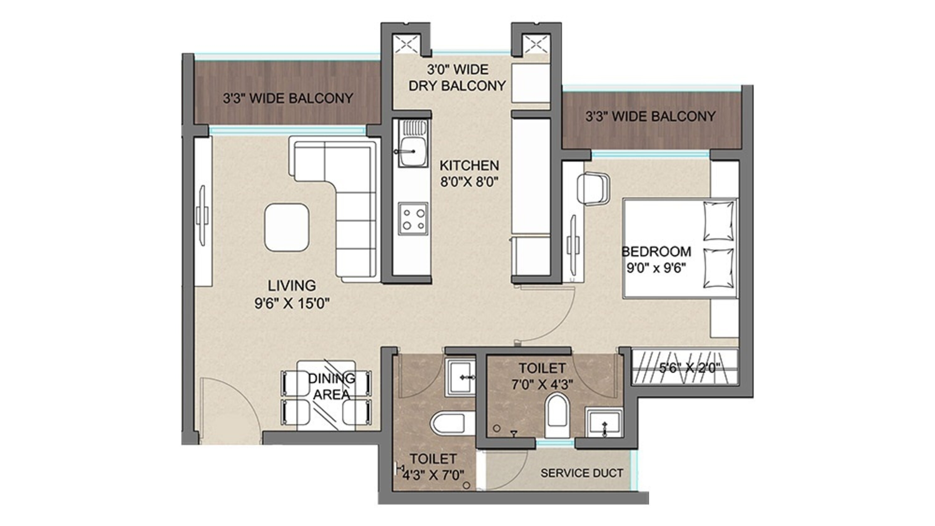 1 BHK 508 Sq. Ft. Apartment in Regency Anantam Nxt