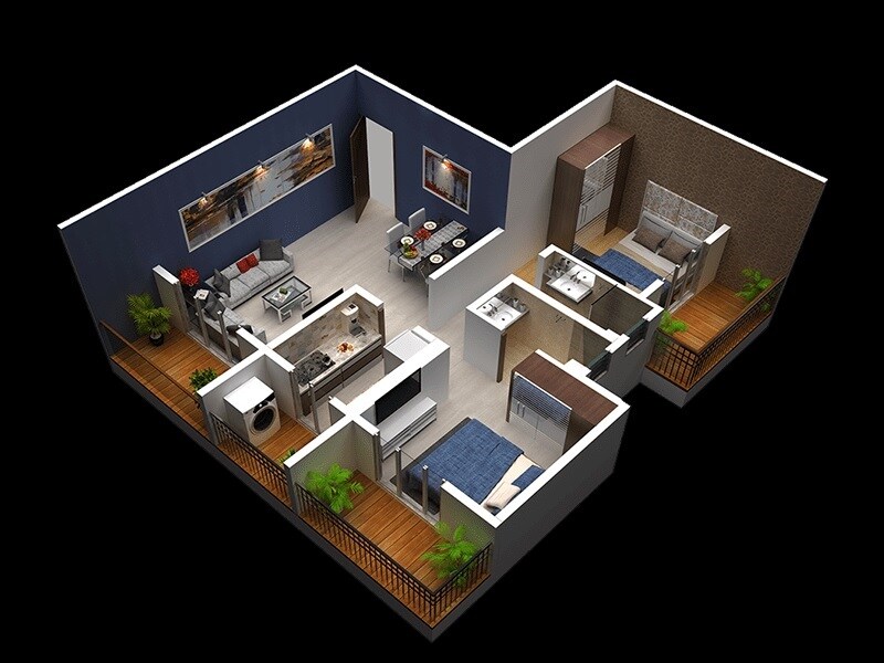 2 BHK 560 Sq. Ft. Apartment