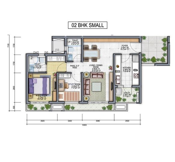 2 BHK 561 Sq. Ft. Apartment