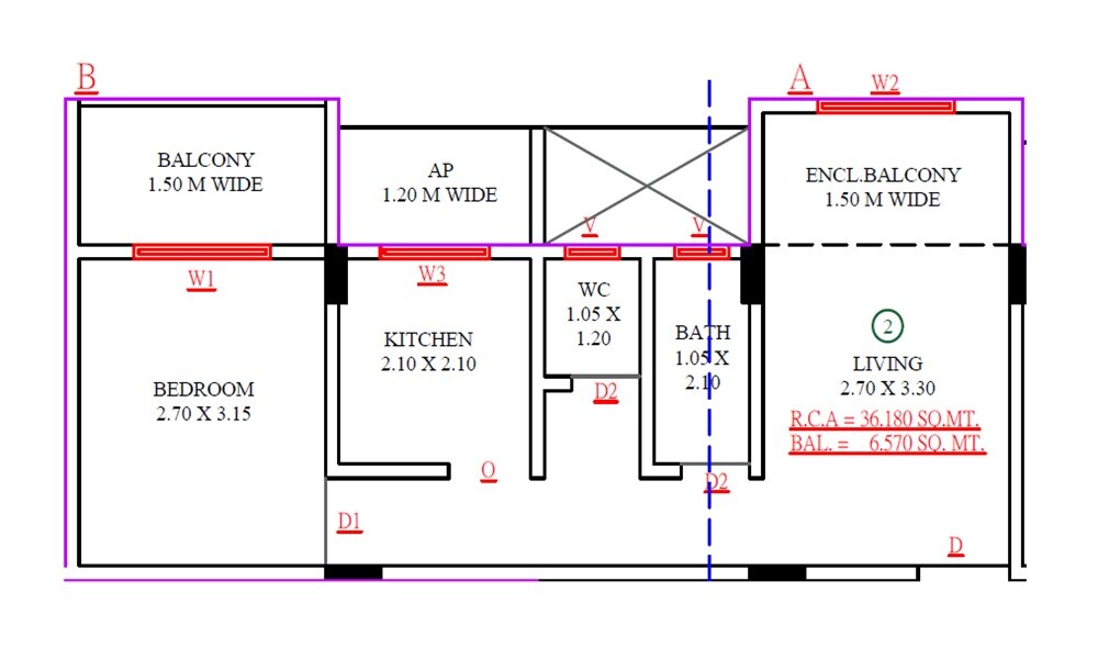 Floor plan of 1 BHK Apartment - 460 sq. ft. in Riz Residency, Thane