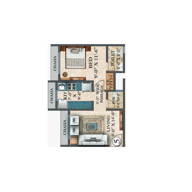 1 BHK 400 Sq. Ft. Apartment