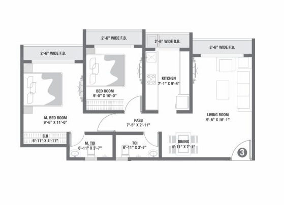 2 BHK 514 Sq. Ft. Apartment in RNA NG Diamond Hill D Phase II