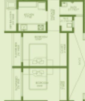 Floor plan of 2 BHK 556 Sq. Ft. Apartment in RNA NG Hill Crest, Thane