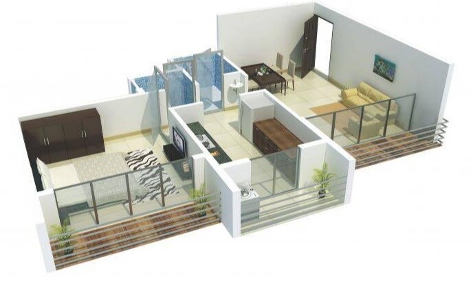 Floor plan of 1 BHK 422 Sq. Ft. Apartment in Royale City Asangaon, Thane
