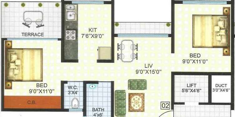 royce paradise phase 2 apartment 2 bhk 465sqft 20202708132746