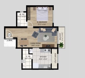 1 BHK 547 Sq. Ft. Apartment in Rudrik Visava