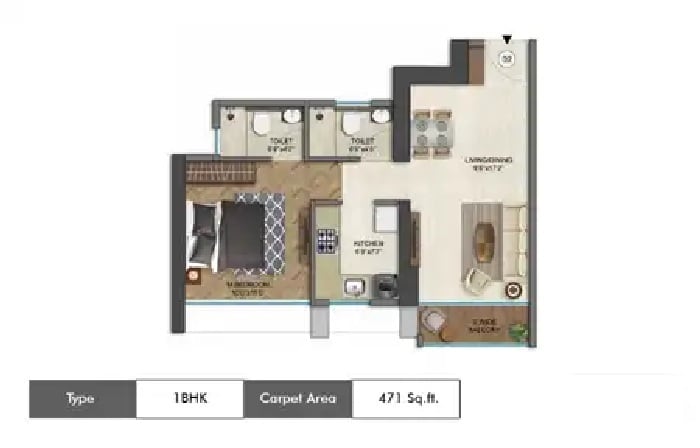  1 BHK Apartment at Runwal 25 Hour Life, Manpada – for Sale