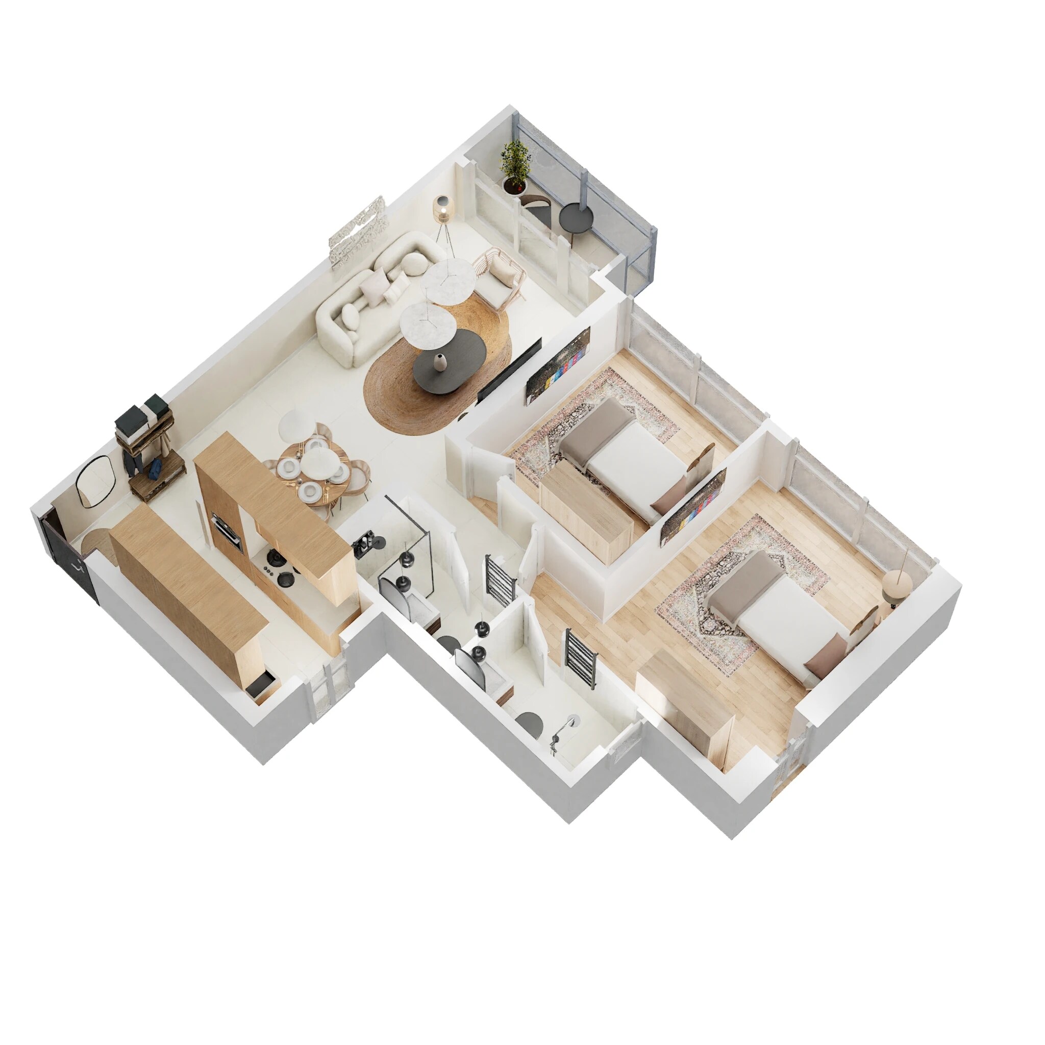 2 BHK 565 Sq. Ft. Apartment